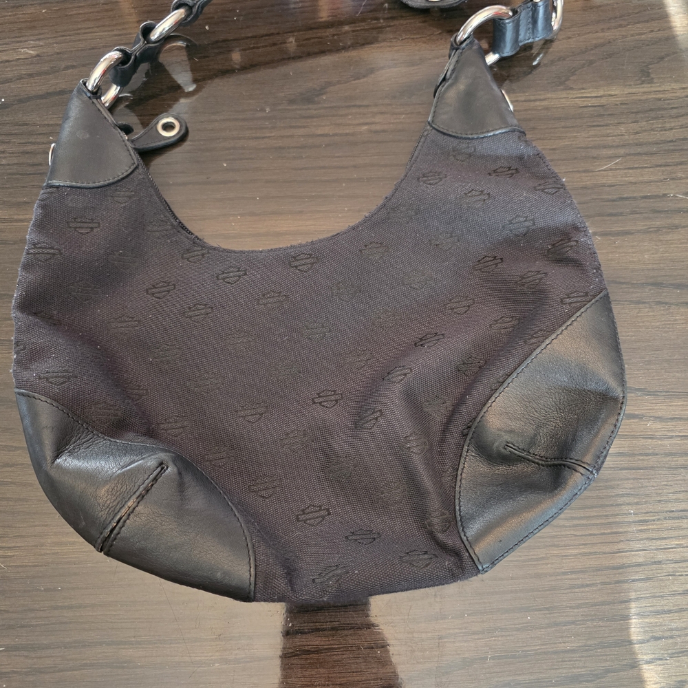 Harley-Davidson Women's Hobo Handbag in canvas with genuine leather trim - Picture 6 of 8
